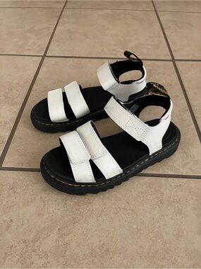 Dr. Martens Kids White and Black Sandals with Chunky Soles